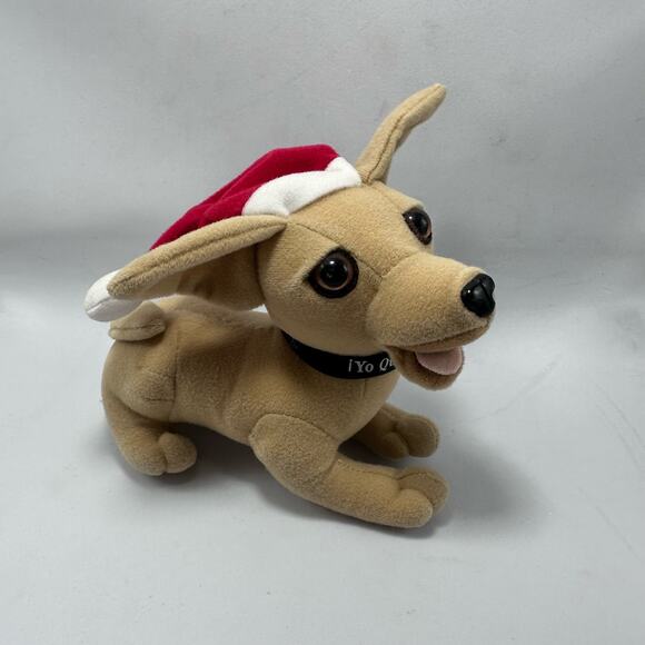 1999 Taco Bell Santa Hat Christmas Feliz‎ Navidad Chihuahua Dog Plush - Picture 1 of 10